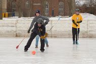 Broomball Action, St. Olaf Rec Staff vs. Carleton Rec Staff
