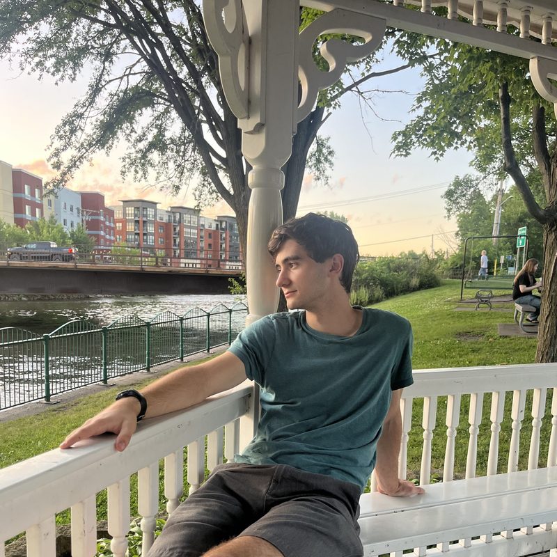 colin in a gazebo next to a river