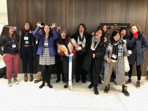 A group of students at an academic conference