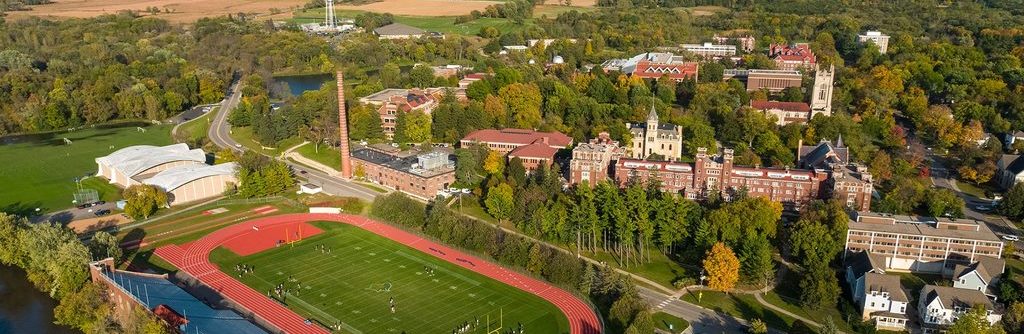 aerial view of Facilities Building and laird stadium