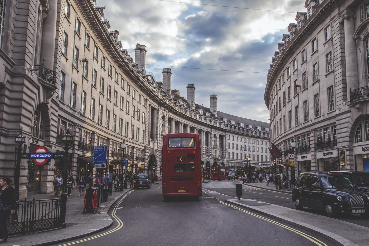 red bus in streets of London