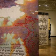 Upclose of hanging tapestries.