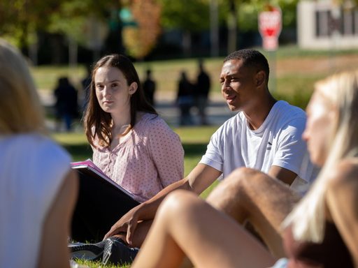 Students in an outdoor class gathering