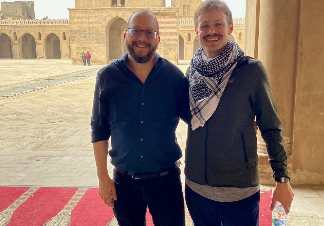 Tom Cahill '16 & Prof. Yaron Klein in Ibn Tulun Mosque, Cairo