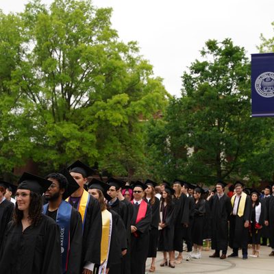 Students lined up for the procession at the beginning of commencement