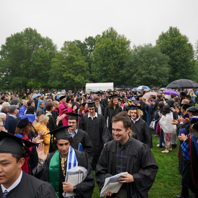 Students walking through the 