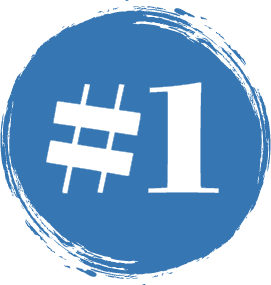 stylized circle reading: #1
