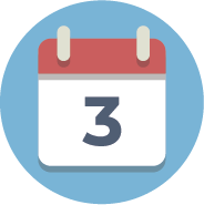 illustrated icon of a daily calendar with the number 3 displayed