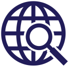icon of a globe and magnifying glass